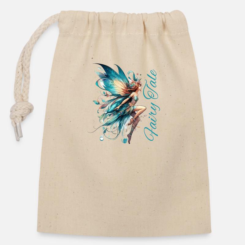 Cadeau de conte de fées - Sac cadeau en coton avec cordon (14 x 20 cm) - nature