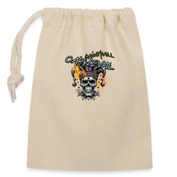 Paintball carnival, Mardi Gras jester skull - Closable cotton gift bag (14x20cm) - nature - Front