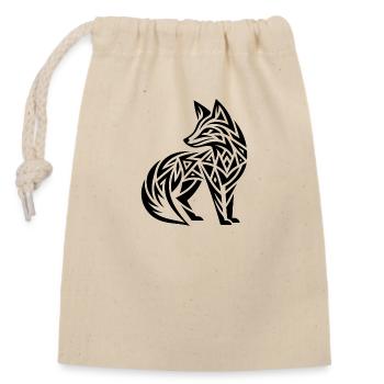 Niedlicher Fuchs im Tribal Tattoo Style - Verschließbarer Geschenkbeutel aus Baumwolle (14x20cm) - Natur - Vorne