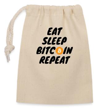 Crypto Eat sleep bitcoin répéter - Sac cadeau en coton avec cordon (14 x 20 cm) - nature - Devant