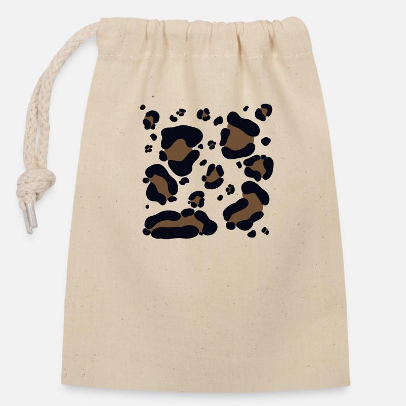 Leopard - Verschließbarer Geschenkbeutel aus Baumwolle (14x20cm) - Natur