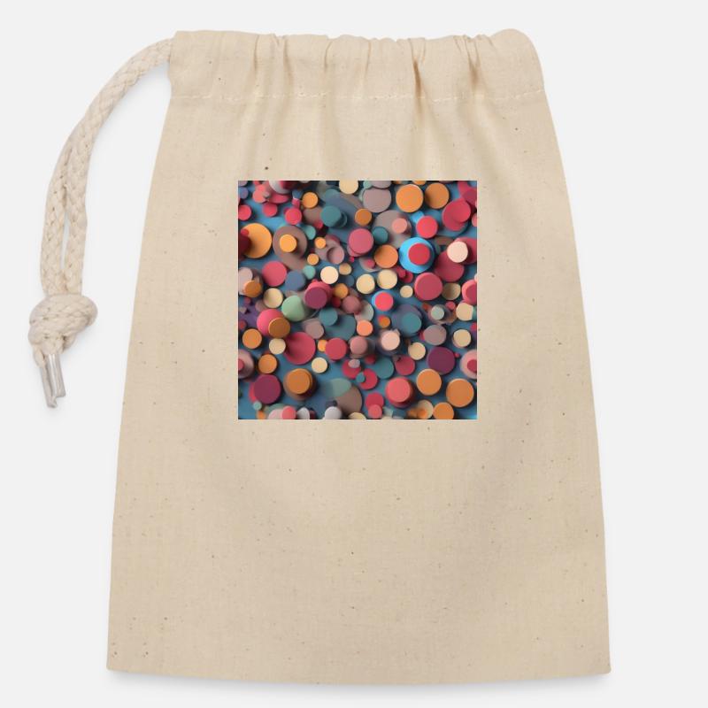 Cercles colorés - Sac cadeau en coton avec cordon (14 x 20 cm) - nature