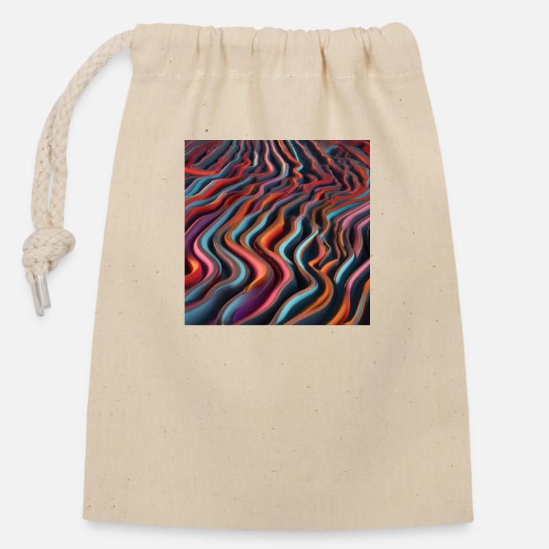 Vagues colorées - Sac cadeau en coton avec cordon (14 x 20 cm) - nature