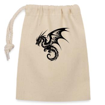 Dragon volant en style tatouage - Sac cadeau en coton avec cordon (14 x 20 cm) - nature - Devant