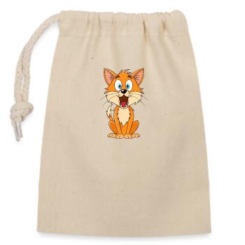 Chat effrayé avec une œuvre d’art de bande dessinée de fourrure surélevée - Sac cadeau en coton avec cordon (14 x 20 cm) - nature - Devant