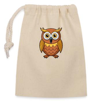 Startled Owl: Wide-Eyed Nighttime Visitor - Closable cotton gift bag (14x20cm) - nature - Front