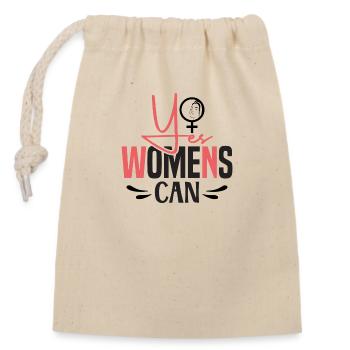 Yes Womens Can - Closable cotton gift bag (14x20cm) - nature - Front