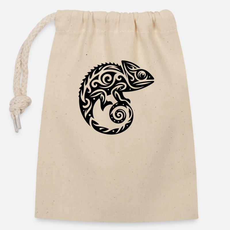 Schuppenkriechtier Verkleidung Chamäleon Tattoo - Gavepose i bomuld, der kan lukkes (14x20cm) - natur
