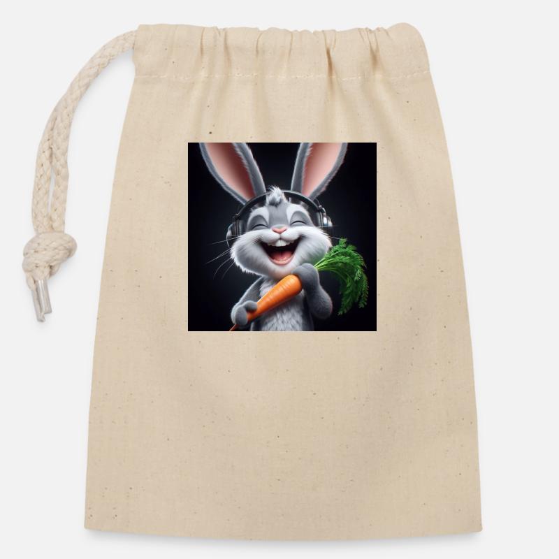 Musik Hase - Verschließbarer Geschenkbeutel aus Baumwolle (14x20cm) - Natur