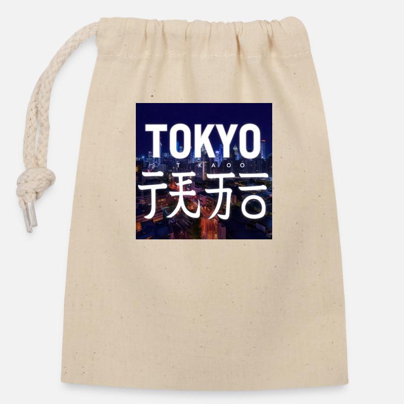Tokyo - Closable cotton gift bag (14x20cm) - nature