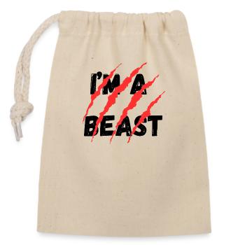 IM A BEAST - Verschließbarer Geschenkbeutel aus Baumwolle (14x20cm) - Natur - Vorne