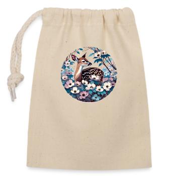 Fauve dans le cornouiller - Sac cadeau en coton avec cordon (14 x 20 cm) - nature - Devant