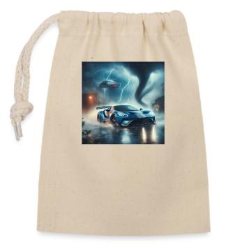 Sports Car - Closable cotton gift bag (14x20cm) - nature - Front
