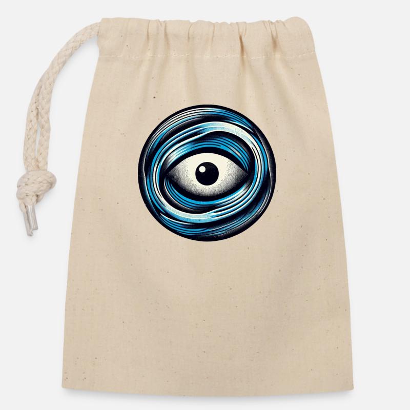 Oceanic Gaze: Retro Risograph Eye - Verschließbarer Geschenkbeutel aus Baumwolle (14x20cm) - Natur