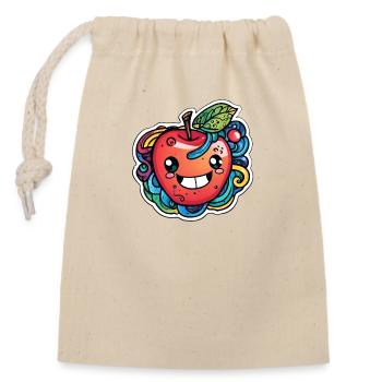 Laughing Apple, Colorful Waves, Urban Street Style - Closable cotton gift bag (14x20cm) - nature - Front