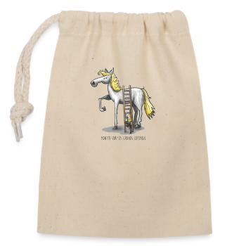 Monter sur ses grands chevaux - Sac cadeau en coton avec cordon (14 x 20 cm) - nature - Devant