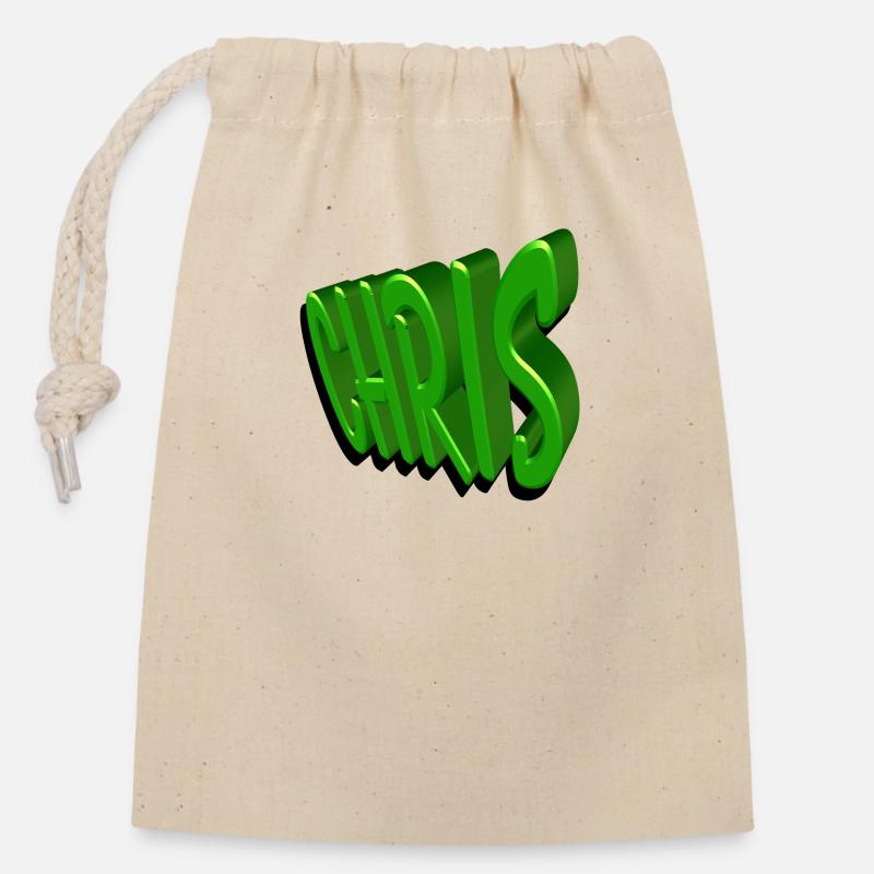 Chris2 - Sac cadeau en coton avec cordon (14 x 20 cm) - nature