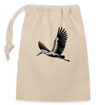 Fliegender Storch auf breiten Schwingen - Verschließbarer Geschenkbeutel aus Baumwolle (14x20cm) - Natur - Vorne