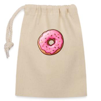 Donut - Verschließbarer Geschenkbeutel aus Baumwolle (14x20cm) - Natur - Vorne