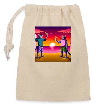 Gato Loco Surfdudes Chats Coucher De Soleil Mer Plage Chat - Sac cadeau en coton avec cordon (14 x 20 cm) - nature - Devant