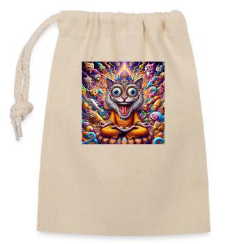 Gato Loco Crazy Meditation Cat Crazy YogaCat - Sac cadeau en coton avec cordon (14 x 20 cm) - nature - Devant