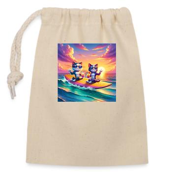 Gato Loco SurfingCat Surfing Cats Planche de surf Cat - Sac cadeau en coton avec cordon (14 x 20 cm) - nature - Devant
