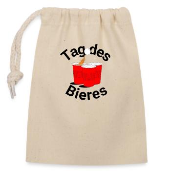 Beer Pong Day - Closable cotton gift bag (14x20cm) - nature - Front