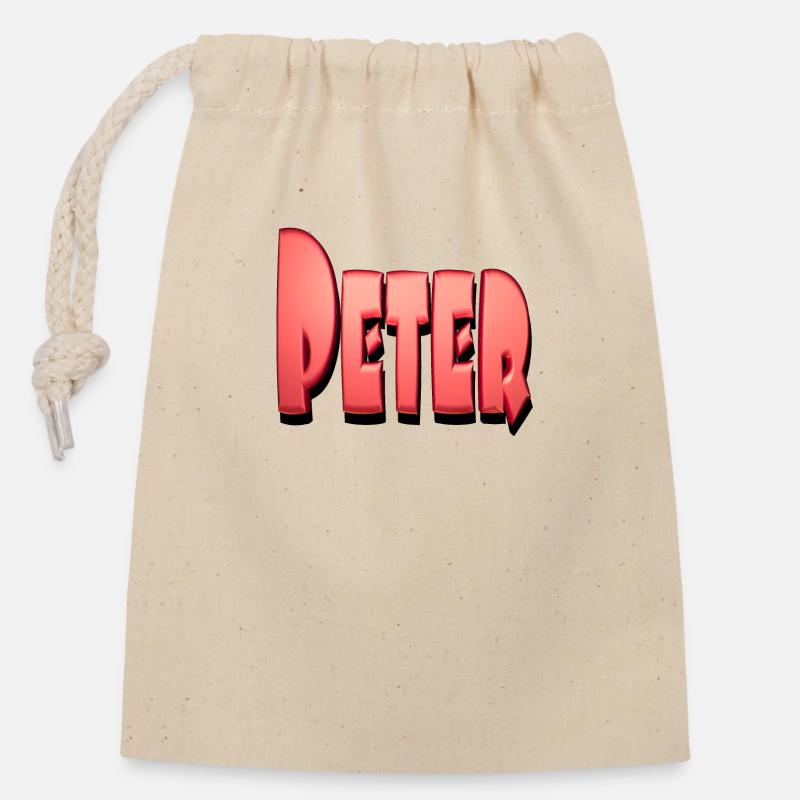 peter2 - Closable cotton gift bag (14x20cm) - nature