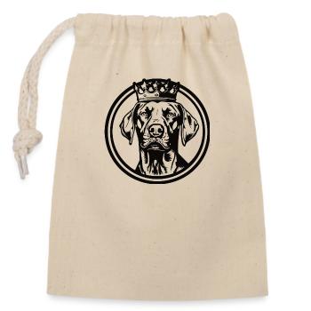 Circled dog with crown - Closable cotton gift bag (14x20cm) - nature - Front