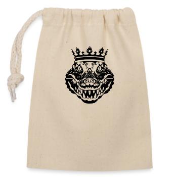Crocodile with black crown - Closable cotton gift bag (14x20cm) - nature - Front
