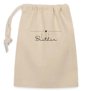 Petit Frère - Conception Sœur - Sac cadeau en coton avec cordon (14 x 20 cm) - nature - Devant