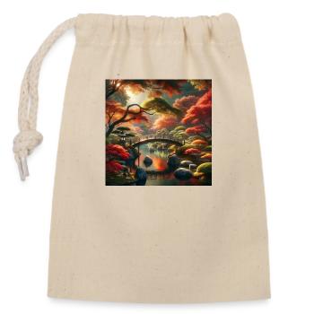 Japan Vintage Garden Fall - Closable cotton gift bag (14x20cm) - nature - Front