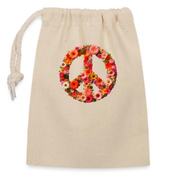 Floral Peace Sign - Closable cotton gift bag (14x20cm) - nature - Front