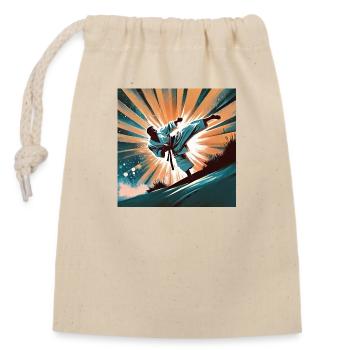 Yoko Geri. Karaté. - Sac cadeau en coton avec cordon (14 x 20 cm) - nature - Devant