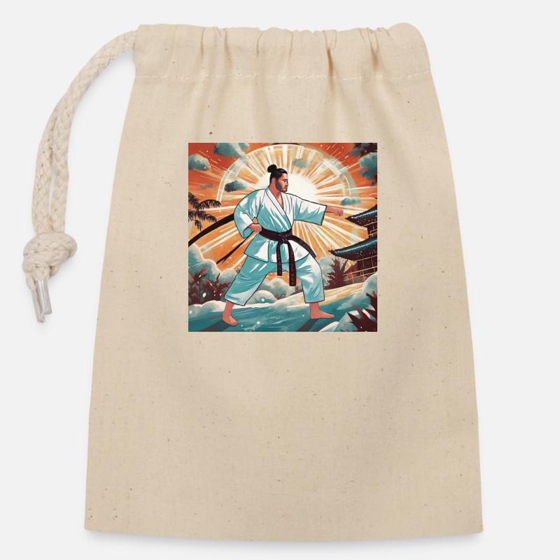 Oi Tsuki. Karate. - Closable cotton gift bag (14x20cm) - nature