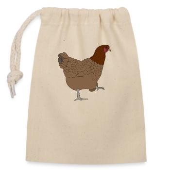 Chicken - Closable cotton gift bag (14x20cm) - nature - Front