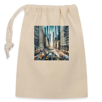 New Yorker Straße - Verschließbarer Geschenkbeutel aus Baumwolle (14x20cm) - Natur - Vorne