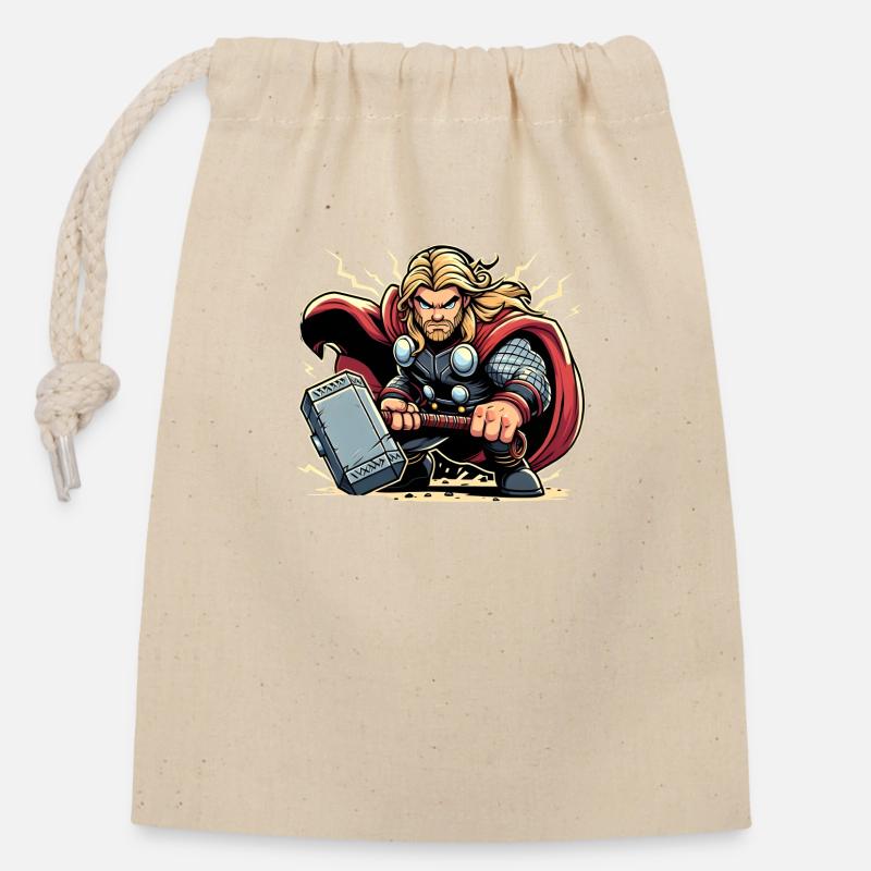 Super Hero - Closable cotton gift bag (14x20cm) - nature
