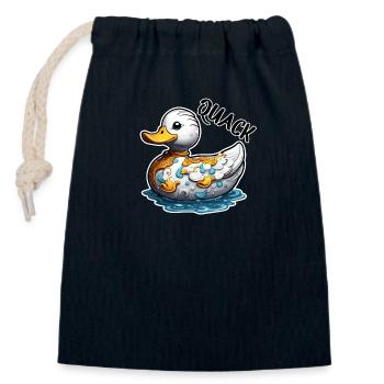 Gummiente / Badeente / Wasser / Badewanne - Verschließbarer Geschenkbeutel aus Baumwolle (14x20cm) - Navy - Vorne