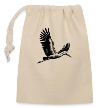 Fliegender Storch - Verschließbarer Geschenkbeutel aus Baumwolle (14x20cm) - Natur - Vorne