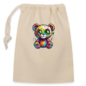 Teddybär / Kuscheltier / Stofftier / Geschenkidee - Verschließbarer Geschenkbeutel aus Baumwolle (14x20cm) - Natur - Vorne