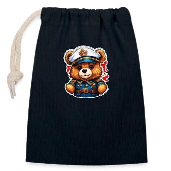 Teddy Bear / Cuddly Toy / Stuffed Animal / Gift Idea - Closable cotton gift bag (14x20cm) - navy - Front