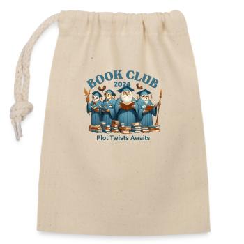Book Club 2024 Tee: Dive into Stories with Scholar - Closable cotton gift bag (14x20cm) - nature - Front