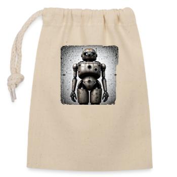 Wide Robot - Closable cotton gift bag (14x20cm) - nature - Front