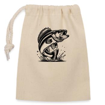 Elegant Jumping Zander Predator - Closable cotton gift bag (14x20cm) - nature - Front