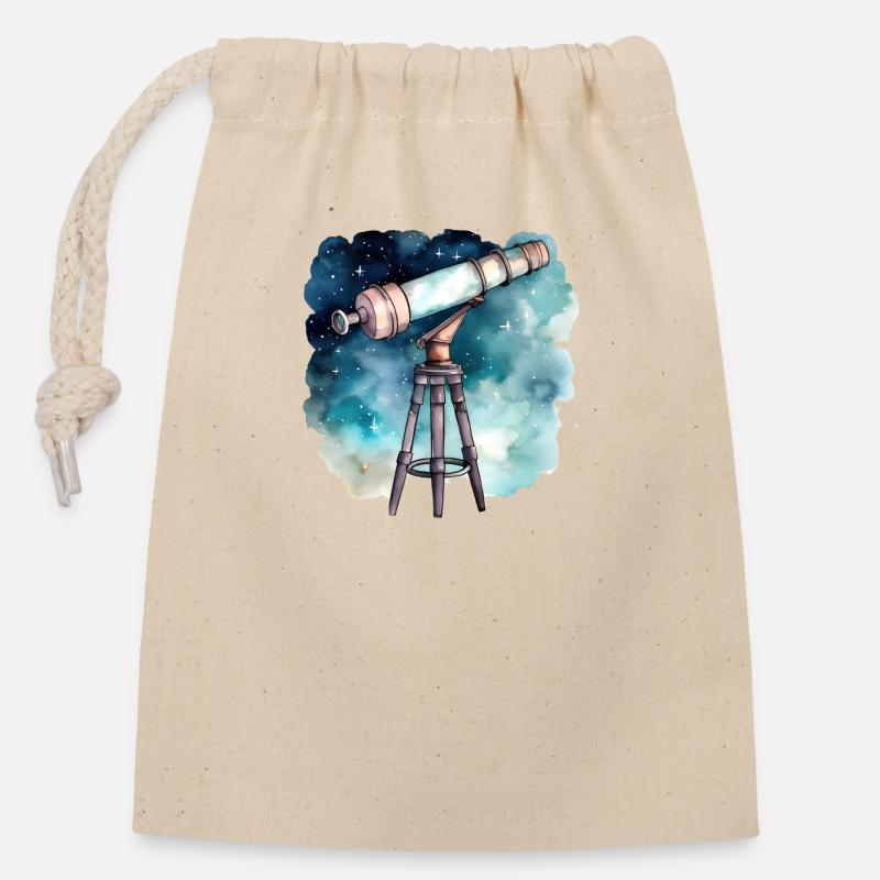 Télescope - Sac cadeau en coton avec cordon (14 x 20 cm) - nature