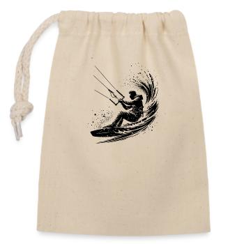 Sport Kite Surfer Without Kite Splash Sea Water - Closable cotton gift bag (14x20cm) - nature - Front