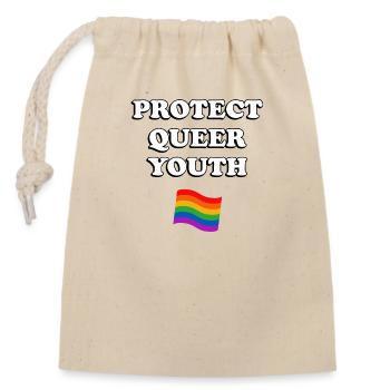 Protéger le drapeau LGBTQ des jeunes queer - Sac cadeau en coton avec cordon (14 x 20 cm) - nature - Devant
