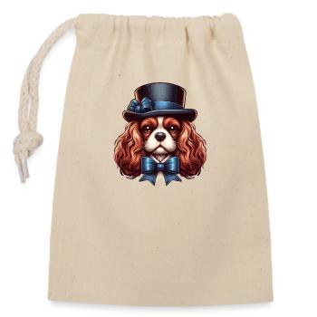 Cavalier King Charles chien Haut de forme - Sac cadeau en coton avec cordon (14 x 20 cm) - nature - Devant