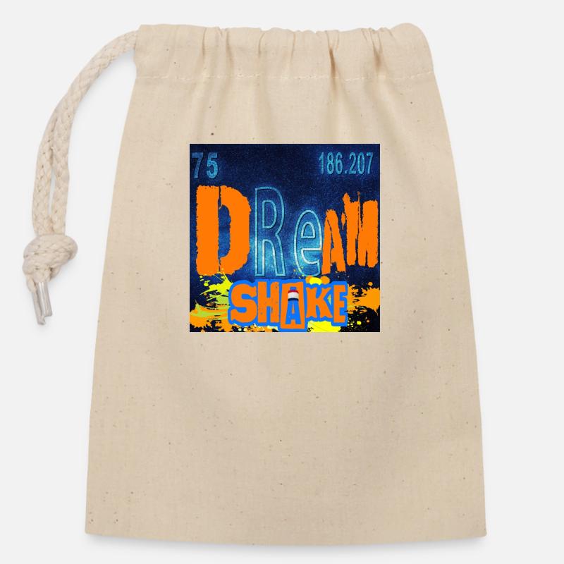 "DREAM SHAKE" design - Closable cotton gift bag (14x20cm) - nature